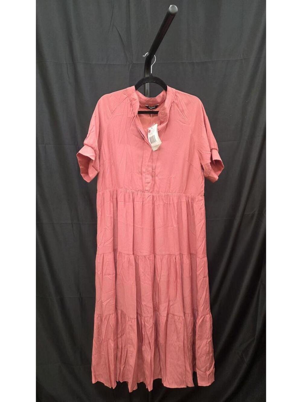 WOMEN’S BOHO BUTTON FLOWY MAXI DRESS BEAN PASTE RED SIZE LARGE
